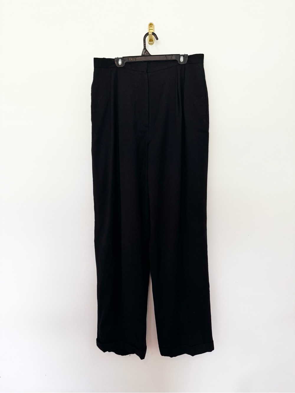 Vintage Talbots Collection 10 Black 100% Wool Pleated Wide Leg Trousers Lined